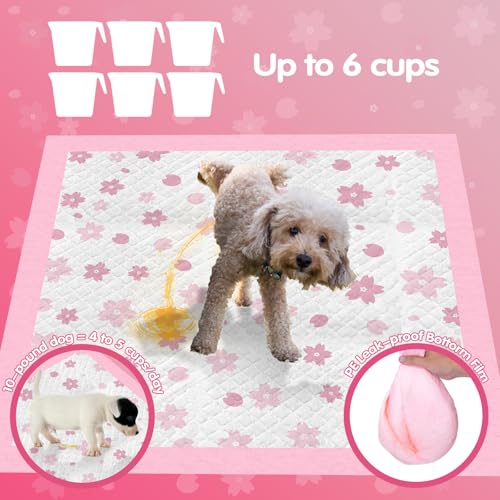 Pink Puppy Pads with Adhesive Tabs 23x23in 50 Count Super Absorbent (23x23in | Super Absorbent)