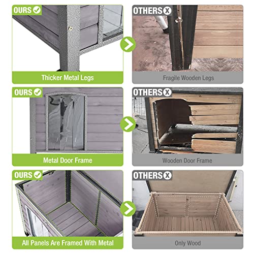 Chew Proof Dog House with Metal Iron Frame Outdoor Dog Kennel for Small Medium Large Indoor Dog Cage