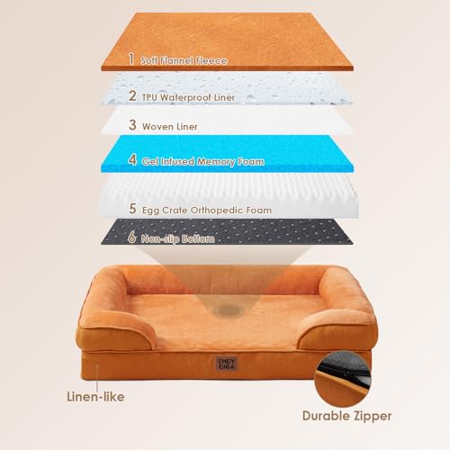 Orthopedic Small Dog Bed (Pumpkin Orange / 24.0"l X 18.0"w X 6.0"th)