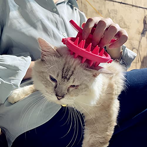 Cat Brush Shedding Grooming (Rose red)