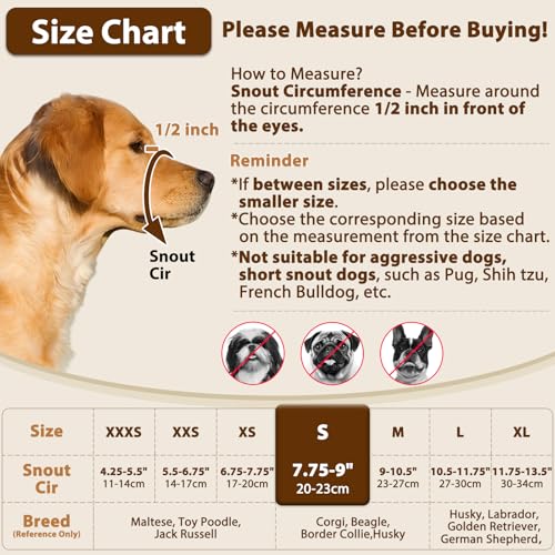 Dog Muzzle Anti Eating for Small Medium Large Dogs (S)