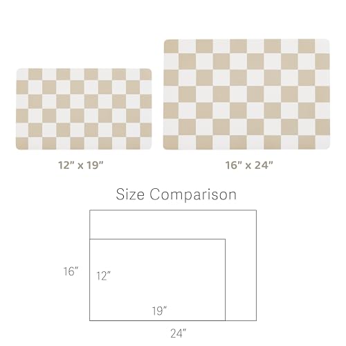 Checkered Dog Feeding Mat (19"L x 12"W / Beige)