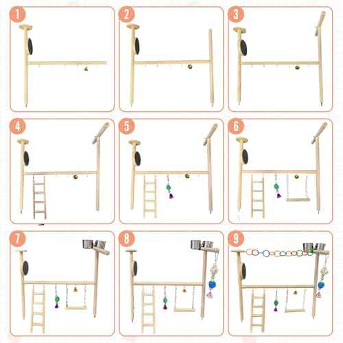 Small Bird Playground Natural Wood for Top of Cage Bird Perch Stand for Parrots Play Gym Toys for Small Birds Parrot Cockatiel Love Birds Budgie