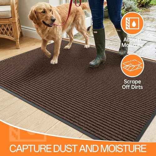 Indoor Outdoor Door Mat (Brown Striped / 3' x 10' (Rectangular))