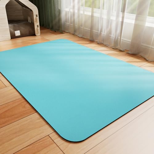 Dog Food Mat Absorbent Cat Mat for Food and Water (Teal / 19"L x 12"W)