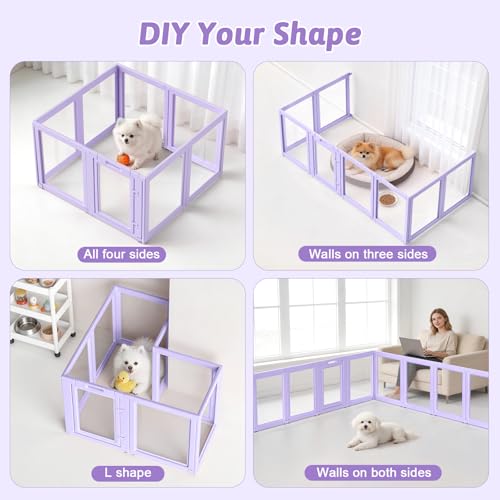 DIY Clear Acrylic Dog Playpen House (Purple / 23.6"H)