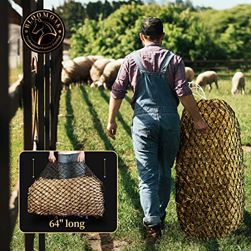 Bloomoak Slow Hay Net Feeder for Horses (2 String-2" Hole-Slow Feed/1PC)
