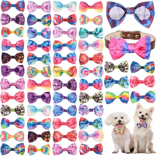 50 Pcs Tie Dye Dog Bow Ties