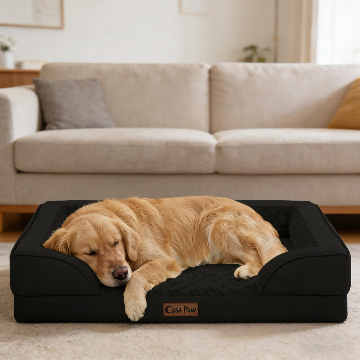 Orthopedic Washable Dog Bed for Extra Large Dogs (Black / 53.0"L x 42.0"W x 8.5"Th)