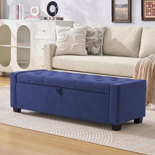 48" Ottoman with Storage (Blue / 19.7"D x 48"W x 16.9"H)