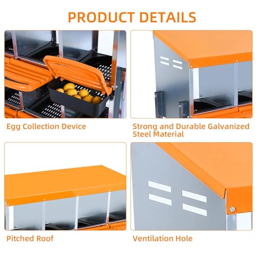 Chicken Nesting Boxes (56.7"L x 17.5"W x 11.0"H / Orange)