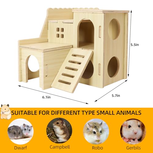 Tiny Hamster Maze Wood House with Slide House