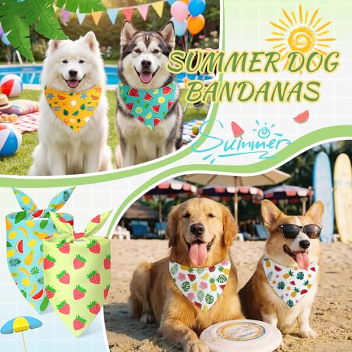 100 Pcs Summer Hawaiian Dog Bandanas Bulk (Summer / 25.6 x 17.7 x 17.7 Inch)