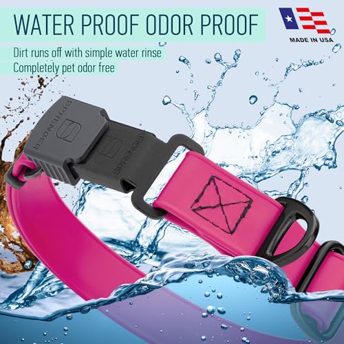 Biothane Waterproof Dog Collar with Herm Sprenger Stainless Steel Quick Release Buckle (W 1" x L 15"-25" / Magenta Pink)