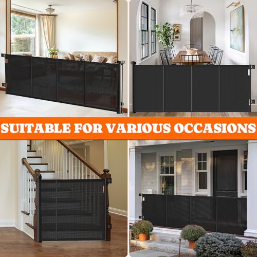 Retractable Baby Gates Extra Wide (Black / 41" Tall x 71" Wide)