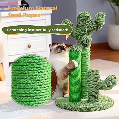 Cat Scratching Post 23” Cactus Cat Scratcher with Toy Ball (Medium 23" / Green)