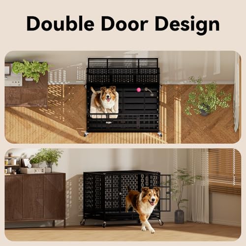 42 Inch Heavy Duty Dog Crate with Wheels (42.1"L x 28.9"W x 30.1"H)