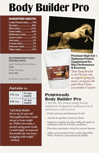 Horse Weight Gain Supplement Pro Whey Protein 49% Fat Powder 4 lb (4lb)