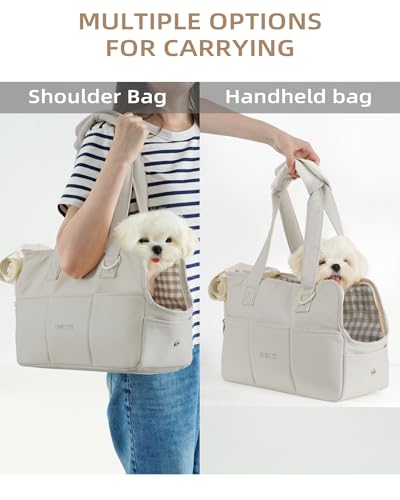 Dog Purse Carrier for Small Dogs Rabbit cat with Large Pockets (Grey / 13.6"L x 6.5"W x 10.0"H)