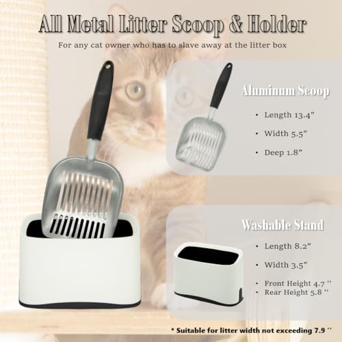 Heavy Duty Cat Litter Scoop with Holder (Black)