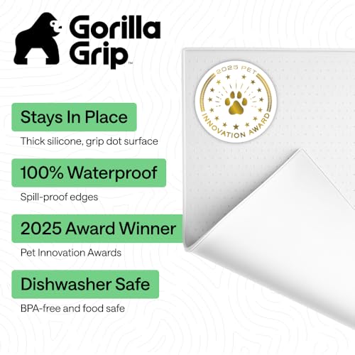 Dog Food Mat 100% Waterproof Silicone (White / 32"l X 24"w)