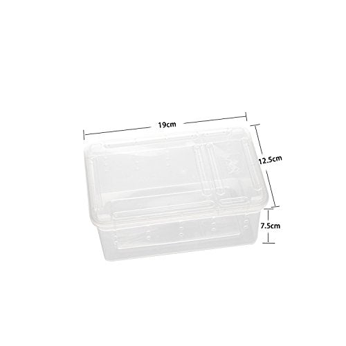 Portable Reptile Terrarium Habitat for Mini Pet Houses Breathable Holes Stackable Container (2PCS-Clear-XS)