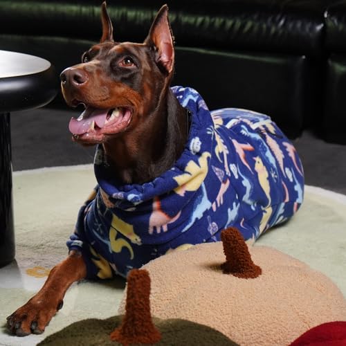 Dog Fleece Jacket Soft Fleece Pullover Pajamas (4XL / BlueDinosaur)