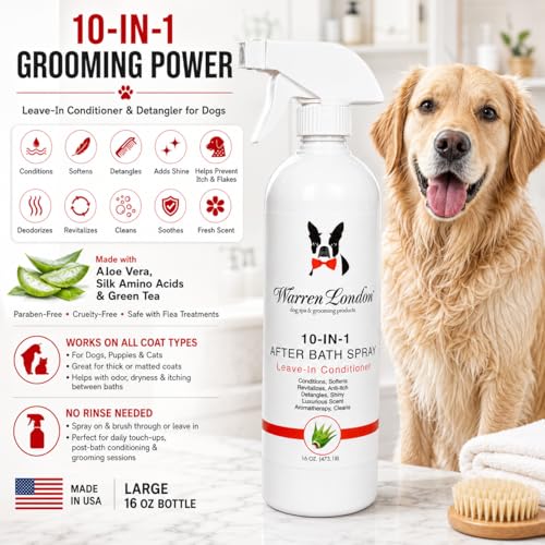 10-in-1 After Bath Dog Spray | Dog Leave in Conditioner and Detangler | Pet Grooming Spray with Aloe Vera, Silk Amino Acids and Green Tea Extract | Made in USA | 1gal