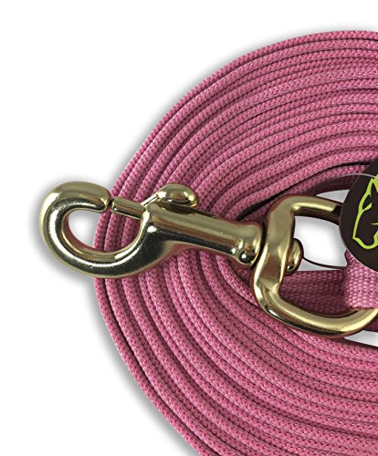 Lunge Line for Horses Cotton Horse Lunge Line with Bolt Snap & Rubber Stop (Pink / 24')
