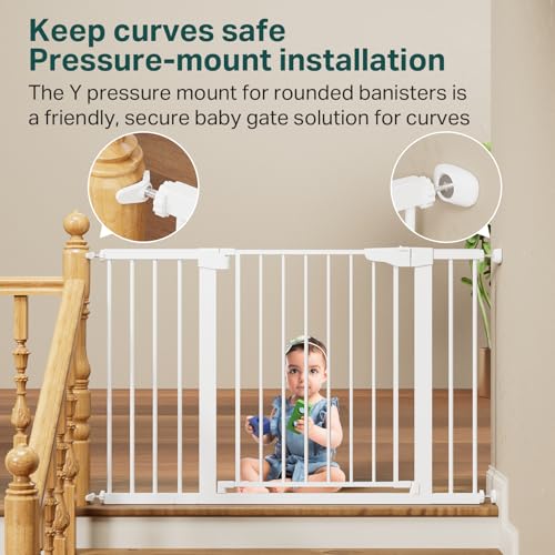 30 48 in Baby Gate for Stairs (White / 30-48"W x 30.5"H)