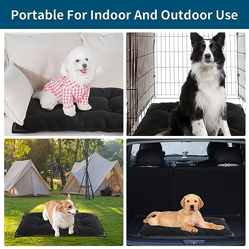 Chew Proof Dog Bed with Metal Rivet Corner for Medium Dogs (M (35" L x 22" W) / Black)