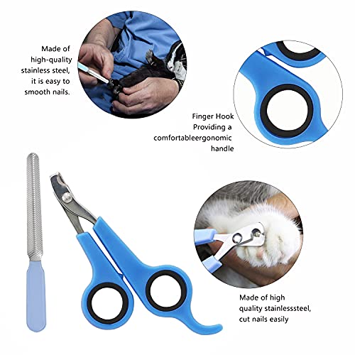 7 Piece Small Pet Grooming Kit with Brush (Blue)