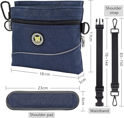 Dog Treat Pouch Bag with Magnetic Closure (M / Blue)