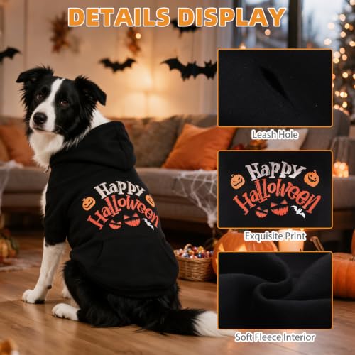 Halloween Dog Hoodie for Large Medium Dogs (Halloween Black / X-Large)