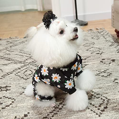 Small Dogs Outfit Soft Puppy Onesies Pjs Dog Pajamas Pet Coat Cat Apparel Comfy Doggie Jumpsuit Bodysuit for All Seasons P221S (Daisy / Small)