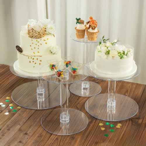 Efavormart Lovely 4 Tier XL Acrylic Crystal Glass Clear Cake Dessert Decorating Stand for Birthday Xmas Party Wedding (4-Tier 14" / Clear)