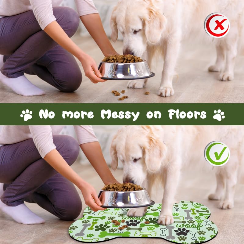 Dog Food Mats for Floors Waterproof (Green / 25.5"L x 17"W)