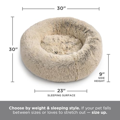 Original Calming Donut Dog Bed (Cotton Candy Shag / Medium)