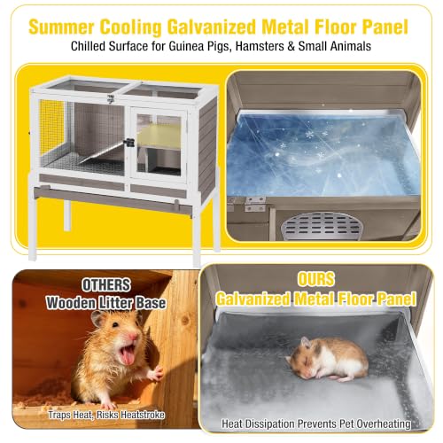2 Story Indoor Rabbit Hutch Guinea Pig Cage with Stand (White & Brown)