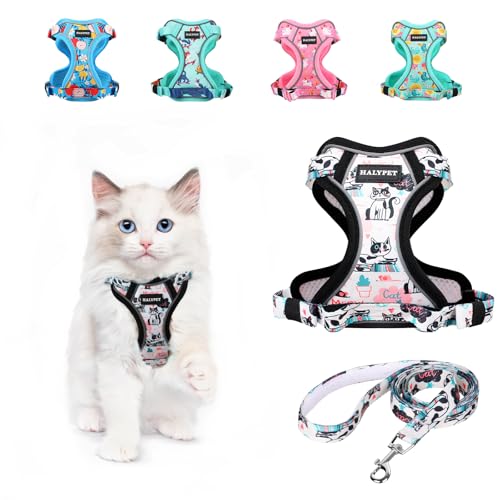 Cat Harness and Leash Set[MAX Safety 4th (H603 Pro Inky Meowy / X-Small (4-6lb))