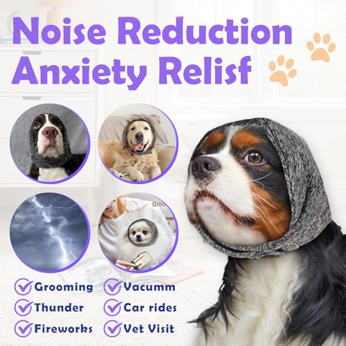 Adjustable Dog Ear Muffs Dog Ear Cover for Hematoma Ear Muffs Noise Protection Fireworks Ear Protector (Blue / Small)