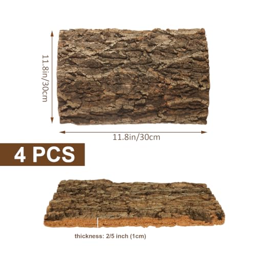 4PCS Cork Terrarium Background 11.8x7.8in for Reptile (4PCS-11.8×7.9in)