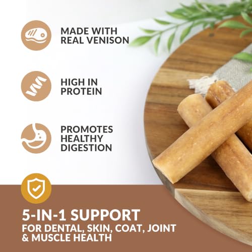 Venison Flavor Collagen Cheek Roll 5" Chew 4pk Pig Ear Substitute (8 Ounce (Pack of 4))