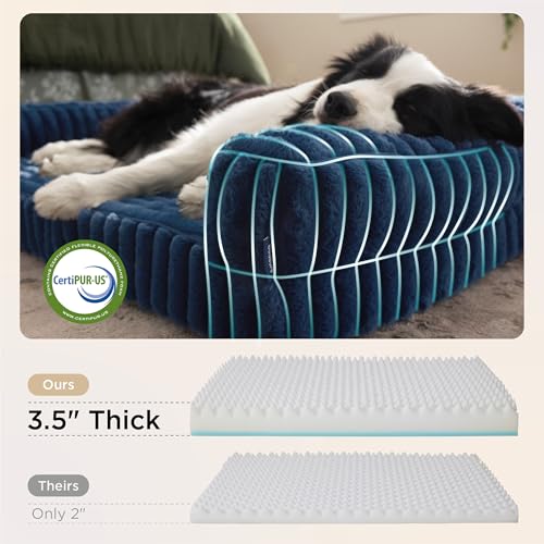 ComfyFleece® Memory Foam Orthopedic XL Dog Bed with Sides 42" (Night Blue / 42.0"l X 30.0"w X 7"th)