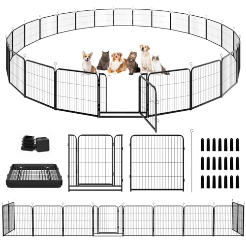 Dog Playpen Outdoor Extra Wide 24 Panels Heavy Duty Dog Fence 32" (32"W x 32"H)