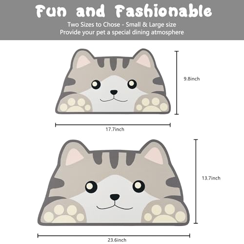 Cat Food Mats for Floor (Cat Head / 17.7"L x 9.8"W)