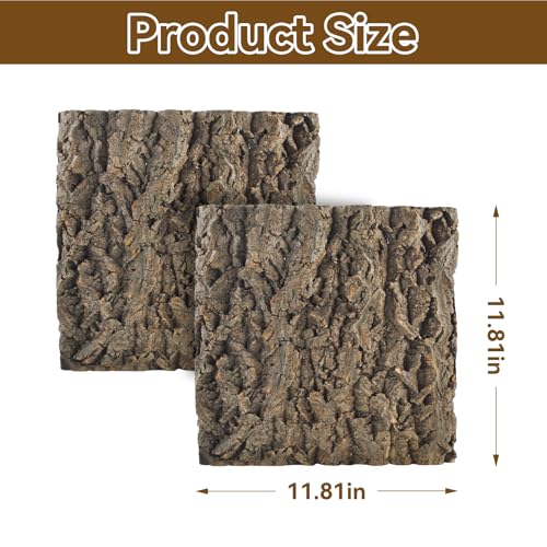 2PCS Natural Cork Terrarium Background (【11.81 x 11.81 In】)