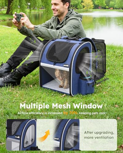 Cat Backpack Visiable (Blue / 12.6"L x 10.2"W x 16.5"H)
