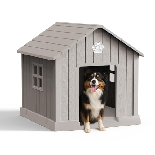32in Large Outdoor Dog House (Grey / 31.18*33.7*32.52)
