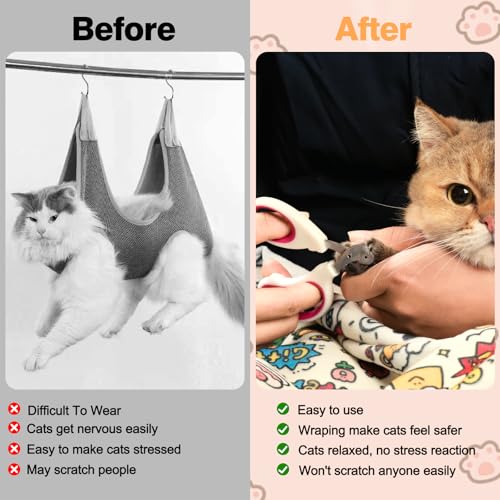 27.6" Cat Grooming Wrap Cat Wrap for Cutting Nails L (L-27.6inch (within 15lbs) / #B1)